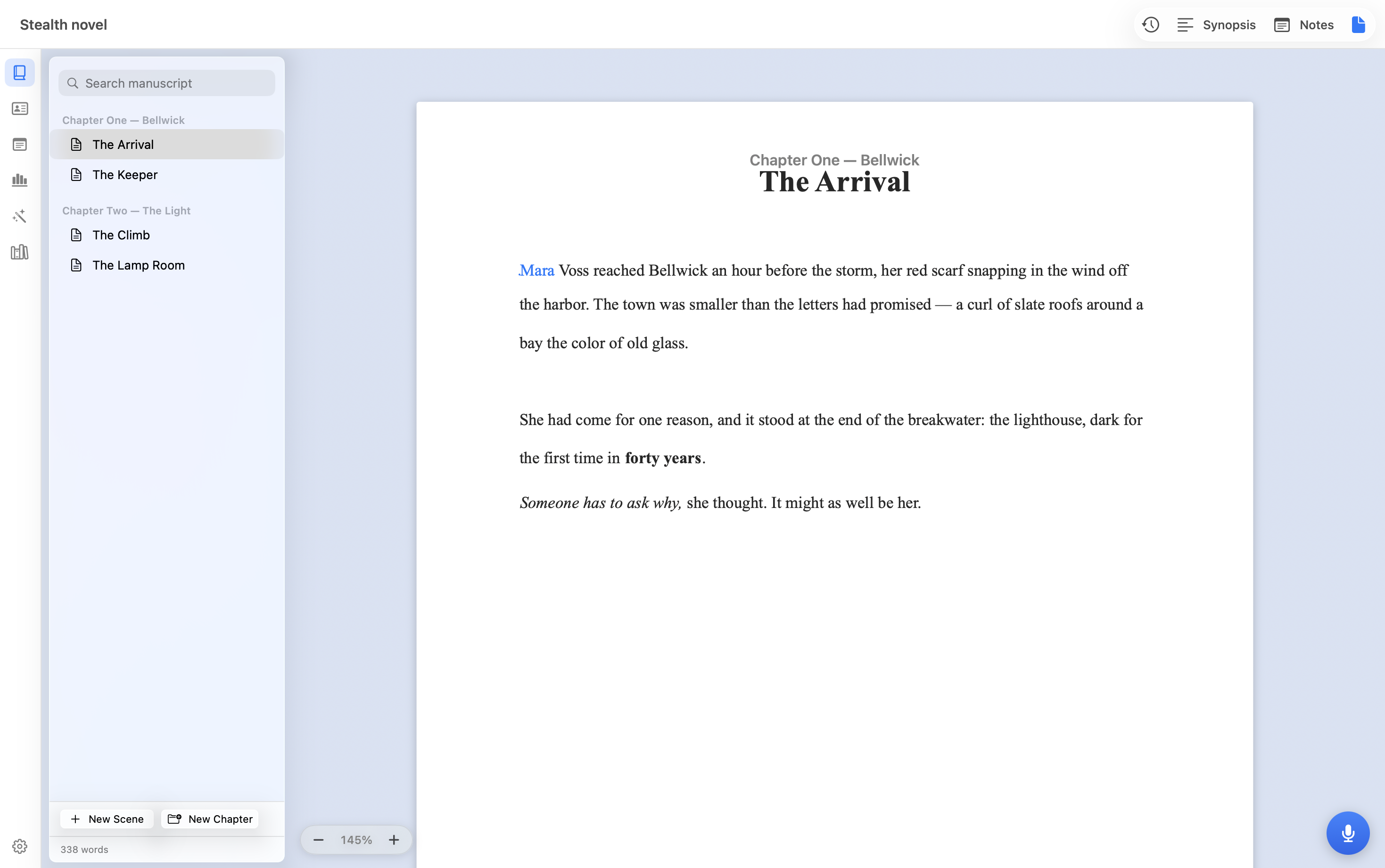 Everwrite manuscript editor in light mode